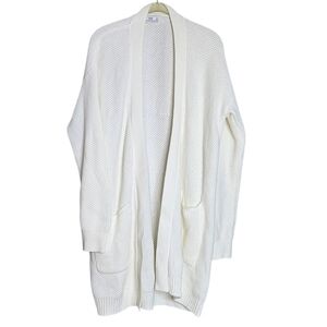 Mango Basics Off-white Cream Chunky Knit Relaxed Fit Open Front Cardigan Medium